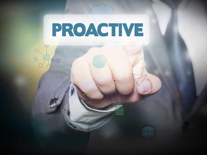 finger pointing to word proactive