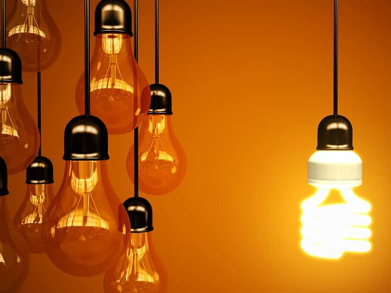 lightbulbs on orange background