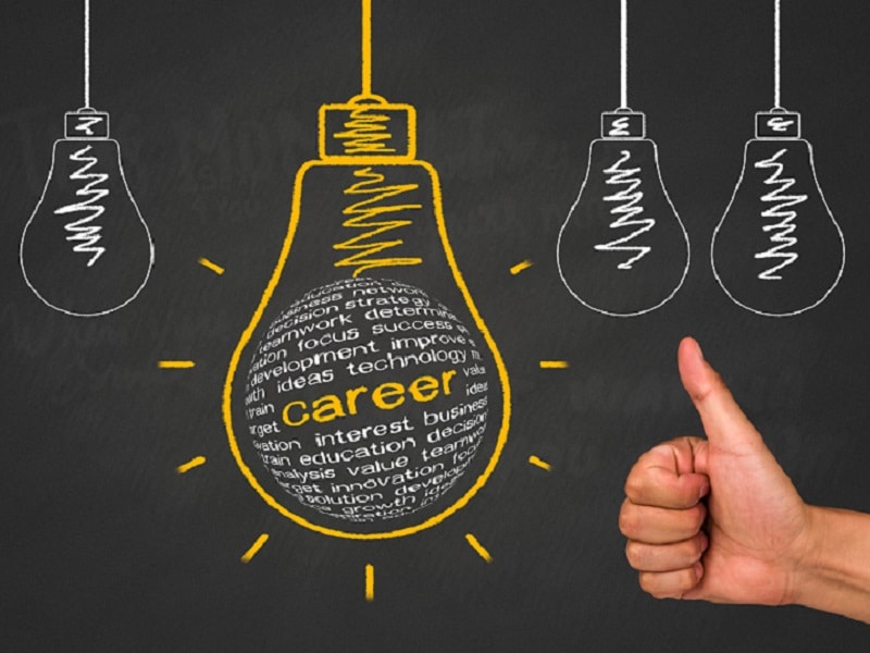 career words in orange lightbulb