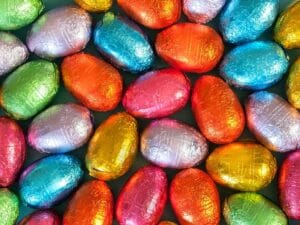 brightly coloured easter eggs