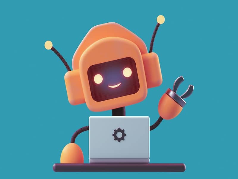 orange robot waving